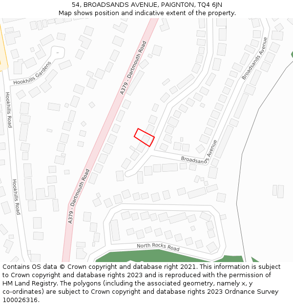 54, BROADSANDS AVENUE, PAIGNTON, TQ4 6JN: Location map and indicative extent of plot