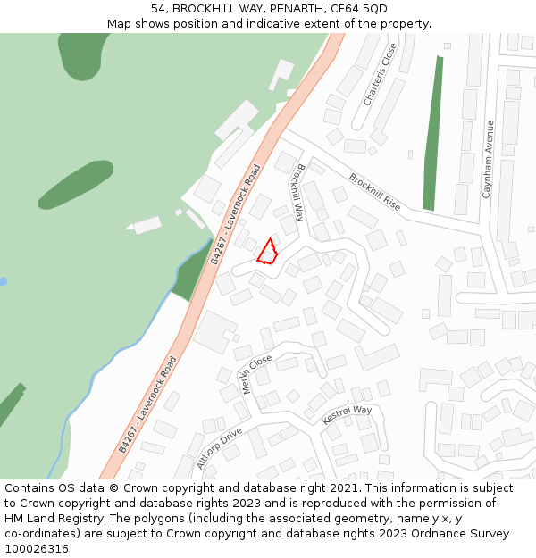 54, BROCKHILL WAY, PENARTH, CF64 5QD: Location map and indicative extent of plot