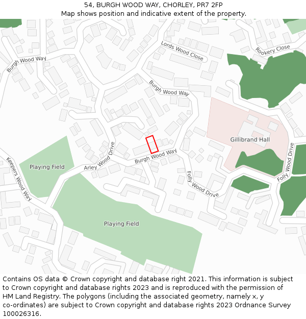 54, BURGH WOOD WAY, CHORLEY, PR7 2FP: Location map and indicative extent of plot