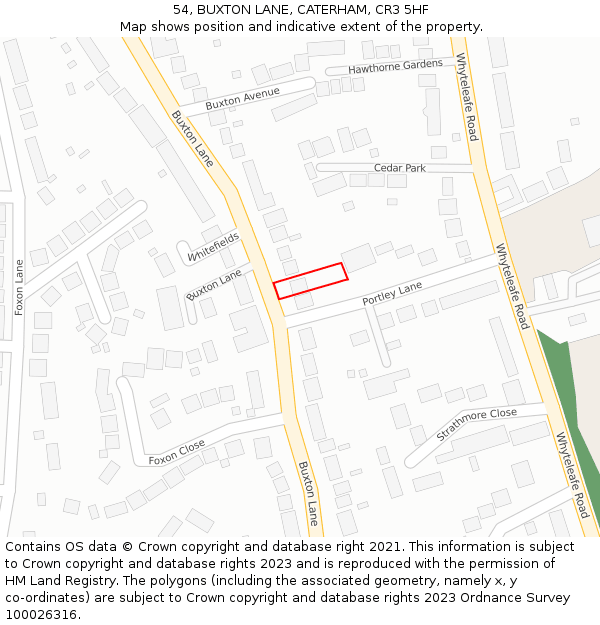 54, BUXTON LANE, CATERHAM, CR3 5HF: Location map and indicative extent of plot