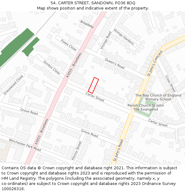 54, CARTER STREET, SANDOWN, PO36 8DQ: Location map and indicative extent of plot