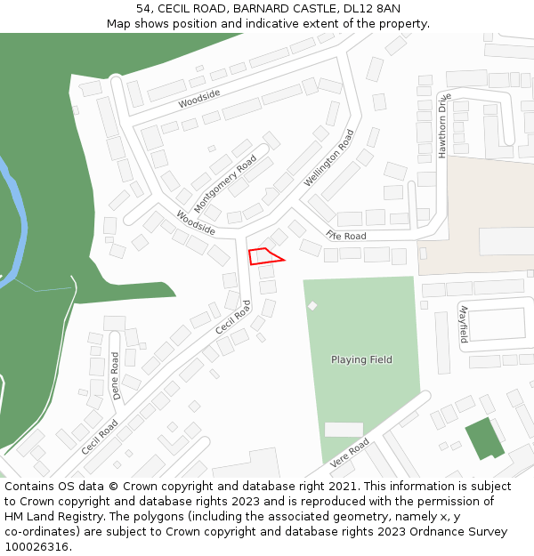 54, CECIL ROAD, BARNARD CASTLE, DL12 8AN: Location map and indicative extent of plot