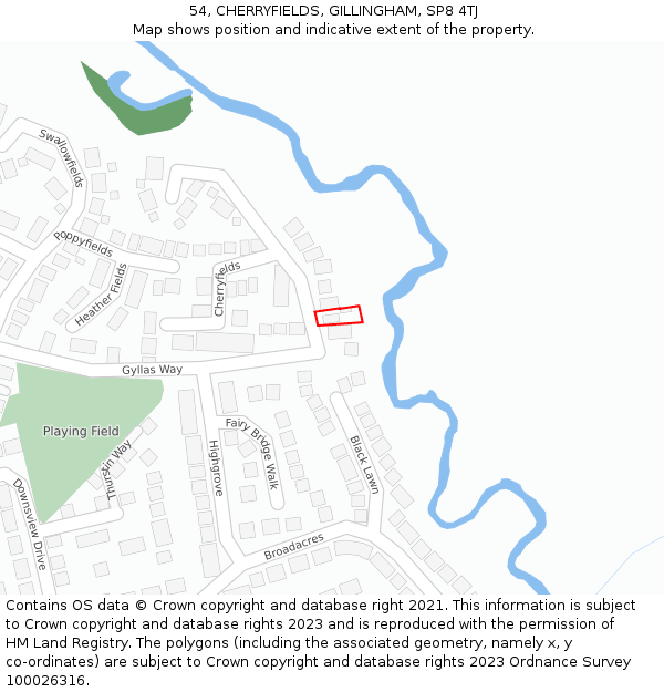 54, CHERRYFIELDS, GILLINGHAM, SP8 4TJ: Location map and indicative extent of plot