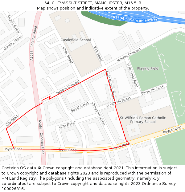 54, CHEVASSUT STREET, MANCHESTER, M15 5LR: Location map and indicative extent of plot