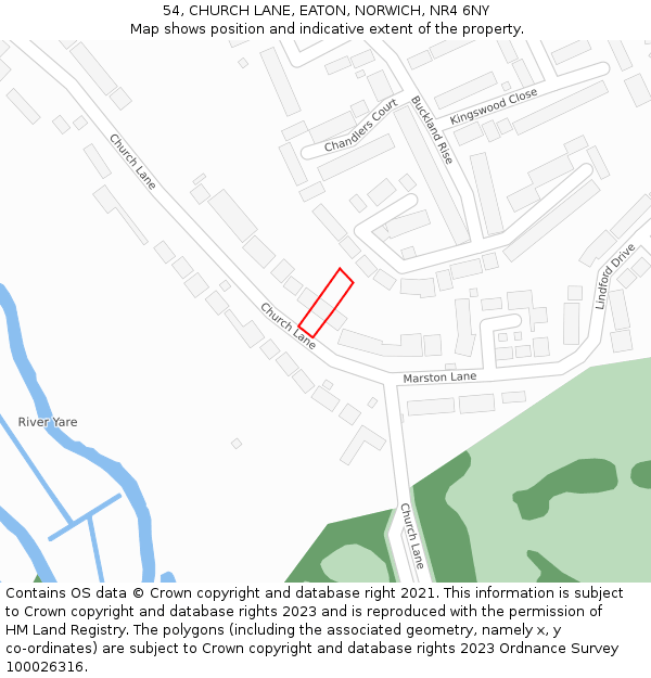 54, CHURCH LANE, EATON, NORWICH, NR4 6NY: Location map and indicative extent of plot