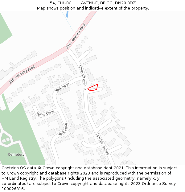 54, CHURCHILL AVENUE, BRIGG, DN20 8DZ: Location map and indicative extent of plot