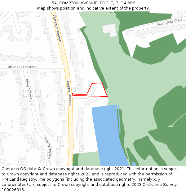 54, COMPTON AVENUE, POOLE, BH14 8PY: Location map and indicative extent of plot
