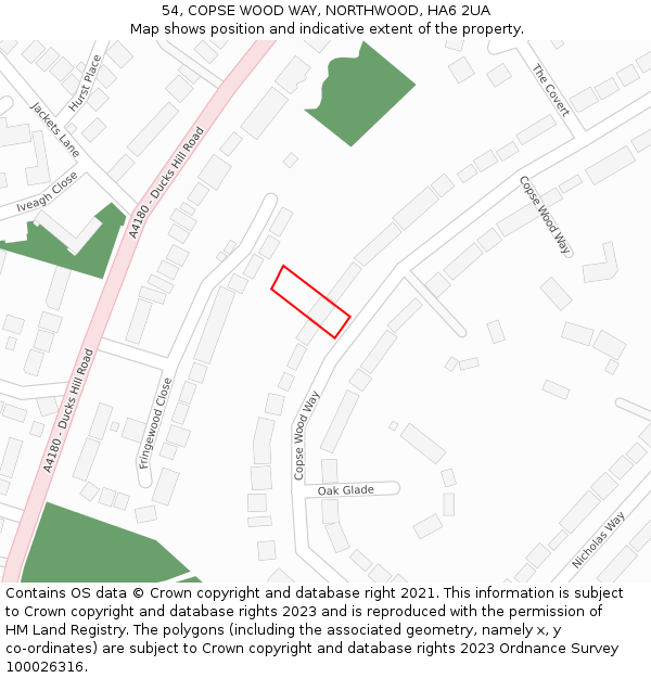 54, COPSE WOOD WAY, NORTHWOOD, HA6 2UA: Location map and indicative extent of plot