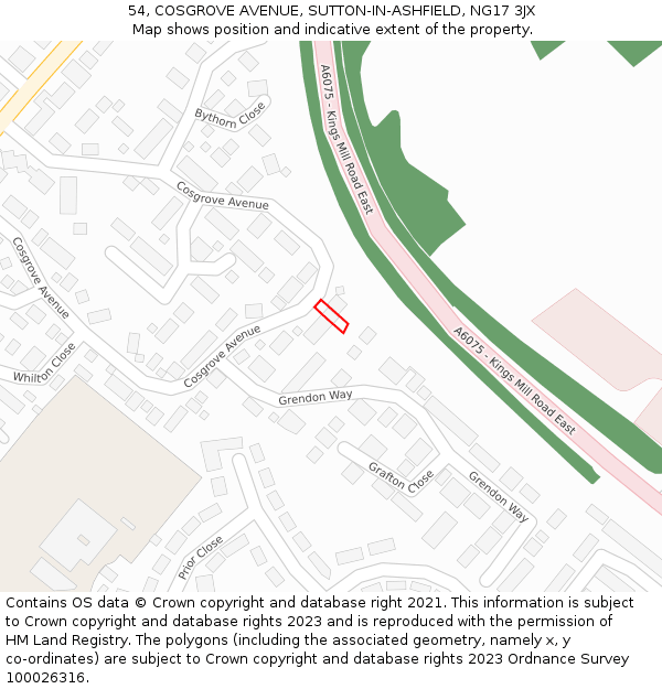 54, COSGROVE AVENUE, SUTTON-IN-ASHFIELD, NG17 3JX: Location map and indicative extent of plot