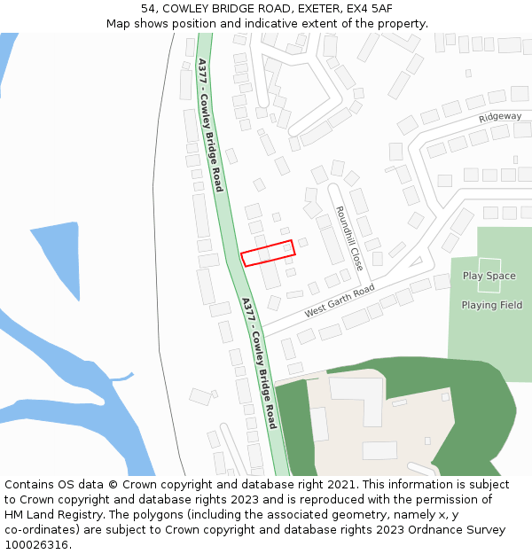 54, COWLEY BRIDGE ROAD, EXETER, EX4 5AF: Location map and indicative extent of plot
