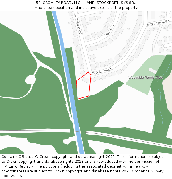 54, CROMLEY ROAD, HIGH LANE, STOCKPORT, SK6 8BU: Location map and indicative extent of plot
