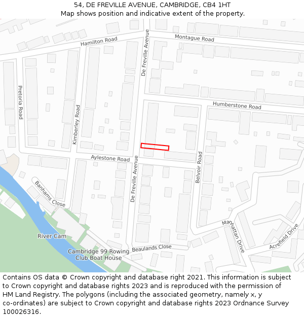 54, DE FREVILLE AVENUE, CAMBRIDGE, CB4 1HT: Location map and indicative extent of plot
