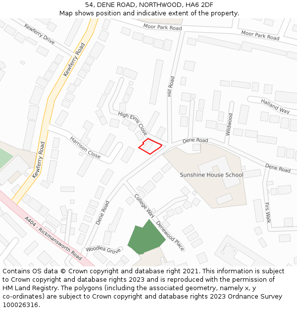 54, DENE ROAD, NORTHWOOD, HA6 2DF: Location map and indicative extent of plot