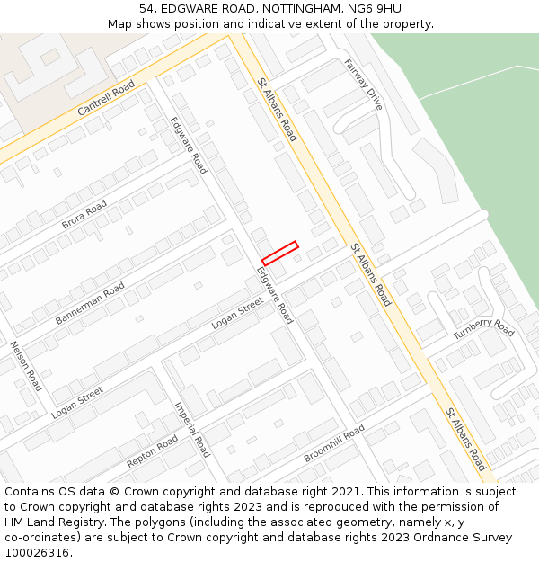 54, EDGWARE ROAD, NOTTINGHAM, NG6 9HU: Location map and indicative extent of plot