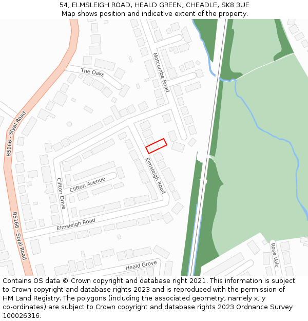 54, ELMSLEIGH ROAD, HEALD GREEN, CHEADLE, SK8 3UE: Location map and indicative extent of plot