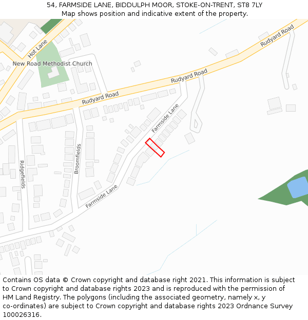 54, FARMSIDE LANE, BIDDULPH MOOR, STOKE-ON-TRENT, ST8 7LY: Location map and indicative extent of plot