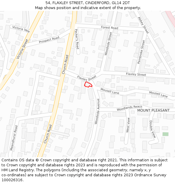 54, FLAXLEY STREET, CINDERFORD, GL14 2DT: Location map and indicative extent of plot