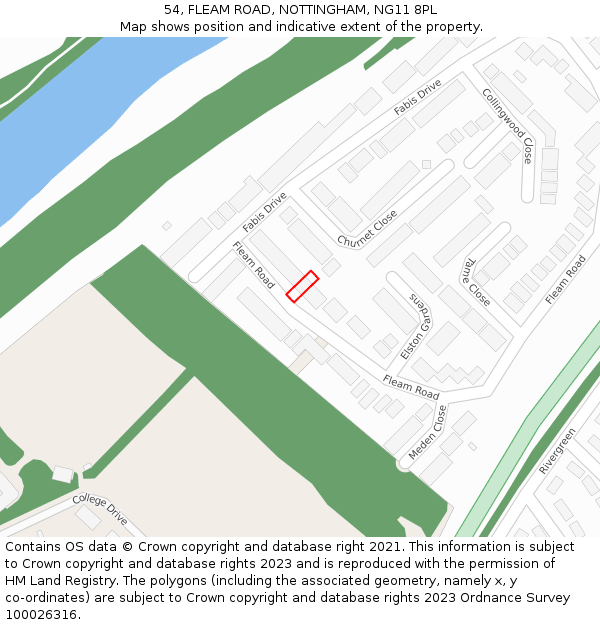 54, FLEAM ROAD, NOTTINGHAM, NG11 8PL: Location map and indicative extent of plot