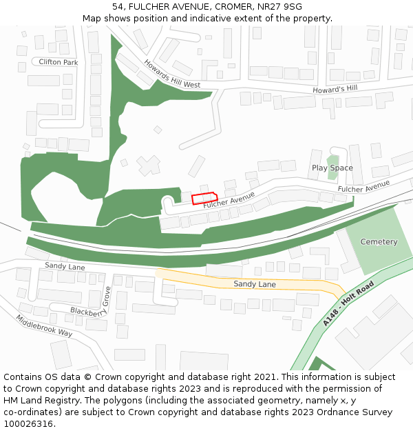 54, FULCHER AVENUE, CROMER, NR27 9SG: Location map and indicative extent of plot