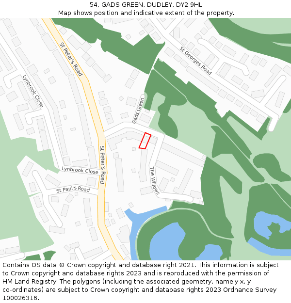 54, GADS GREEN, DUDLEY, DY2 9HL: Location map and indicative extent of plot