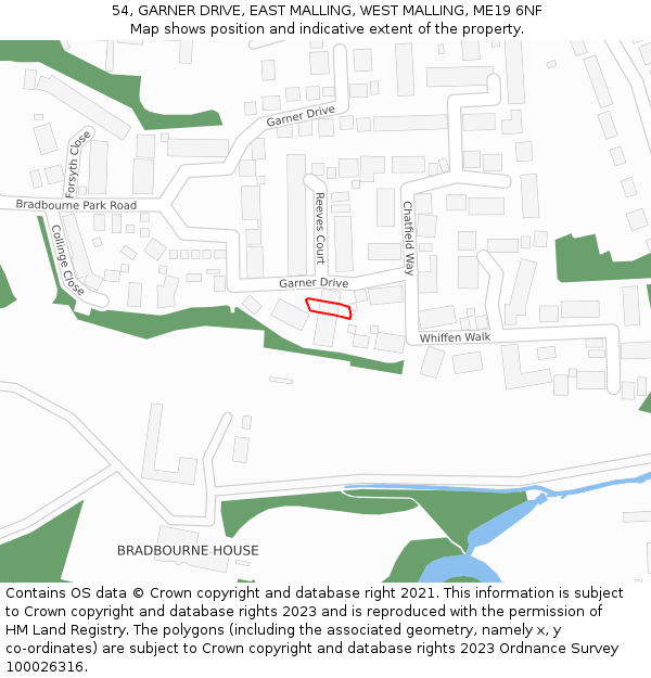 54, GARNER DRIVE, EAST MALLING, WEST MALLING, ME19 6NF: Location map and indicative extent of plot