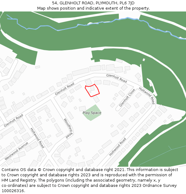 54, GLENHOLT ROAD, PLYMOUTH, PL6 7JD: Location map and indicative extent of plot