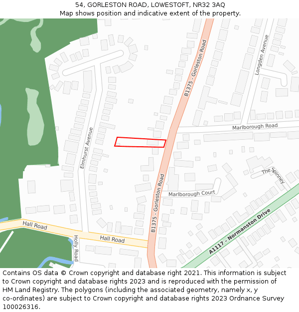 54, GORLESTON ROAD, LOWESTOFT, NR32 3AQ: Location map and indicative extent of plot