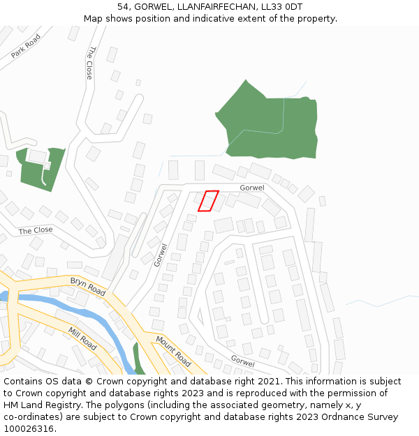 54, GORWEL, LLANFAIRFECHAN, LL33 0DT: Location map and indicative extent of plot