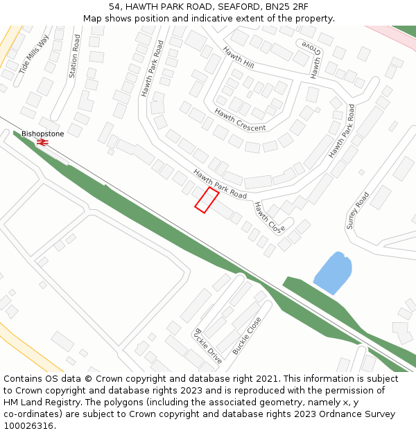 54, HAWTH PARK ROAD, SEAFORD, BN25 2RF: Location map and indicative extent of plot