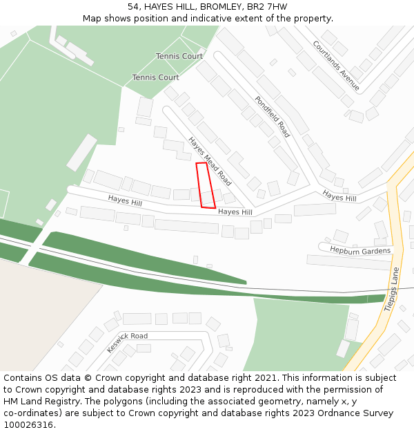 54, HAYES HILL, BROMLEY, BR2 7HW: Location map and indicative extent of plot