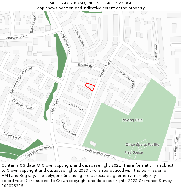 54, HEATON ROAD, BILLINGHAM, TS23 3GP: Location map and indicative extent of plot