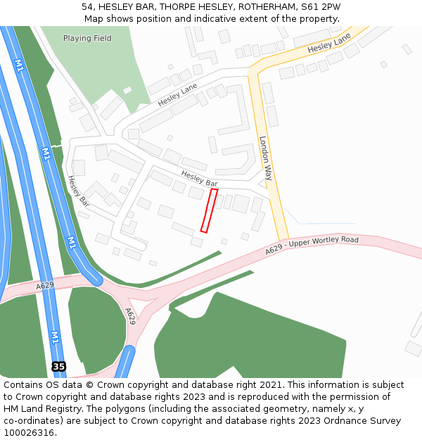 54, HESLEY BAR, THORPE HESLEY, ROTHERHAM, S61 2PW: Location map and indicative extent of plot