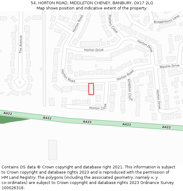 54, HORTON ROAD, MIDDLETON CHENEY, BANBURY, OX17 2LG: Location map and indicative extent of plot