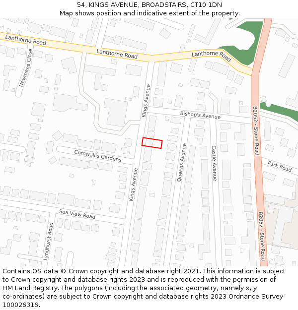 54, KINGS AVENUE, BROADSTAIRS, CT10 1DN: Location map and indicative extent of plot