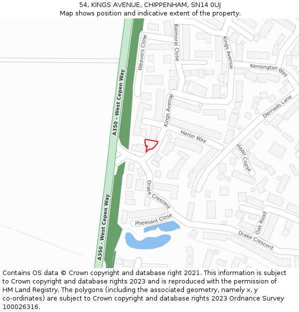 54, KINGS AVENUE, CHIPPENHAM, SN14 0UJ: Location map and indicative extent of plot