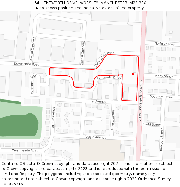 54, LENTWORTH DRIVE, WORSLEY, MANCHESTER, M28 3EX: Location map and indicative extent of plot