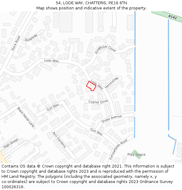 54, LODE WAY, CHATTERIS, PE16 6TN: Location map and indicative extent of plot