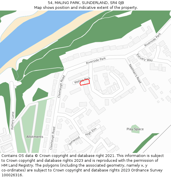 54, MALING PARK, SUNDERLAND, SR4 0JB: Location map and indicative extent of plot