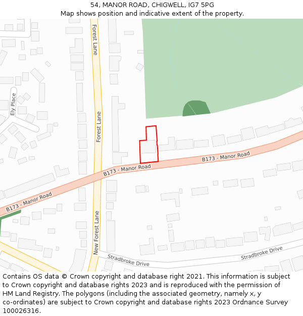 54, MANOR ROAD, CHIGWELL, IG7 5PG: Location map and indicative extent of plot