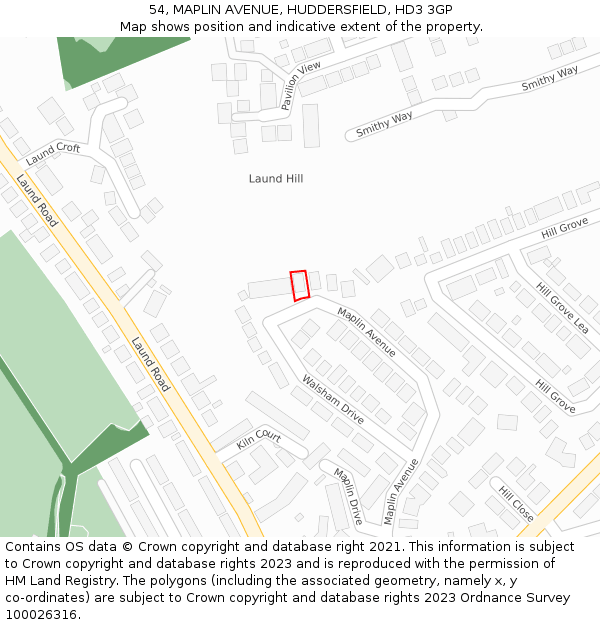 54, MAPLIN AVENUE, HUDDERSFIELD, HD3 3GP: Location map and indicative extent of plot