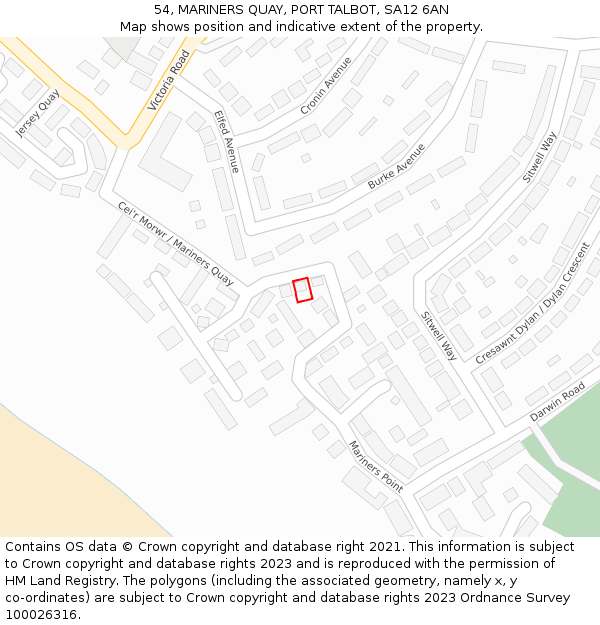 54, MARINERS QUAY, PORT TALBOT, SA12 6AN: Location map and indicative extent of plot