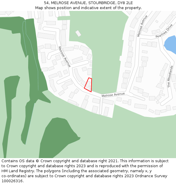 54, MELROSE AVENUE, STOURBRIDGE, DY8 2LE: Location map and indicative extent of plot