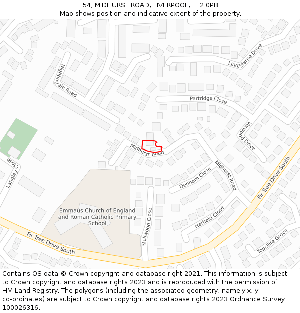 54, MIDHURST ROAD, LIVERPOOL, L12 0PB: Location map and indicative extent of plot