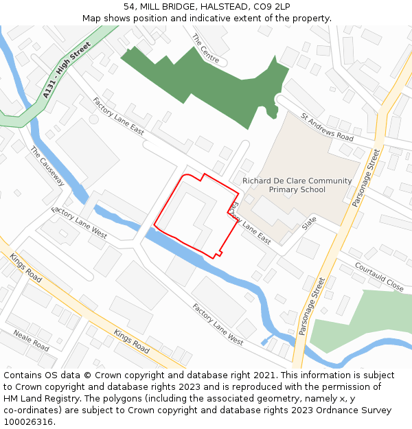 54, MILL BRIDGE, HALSTEAD, CO9 2LP: Location map and indicative extent of plot