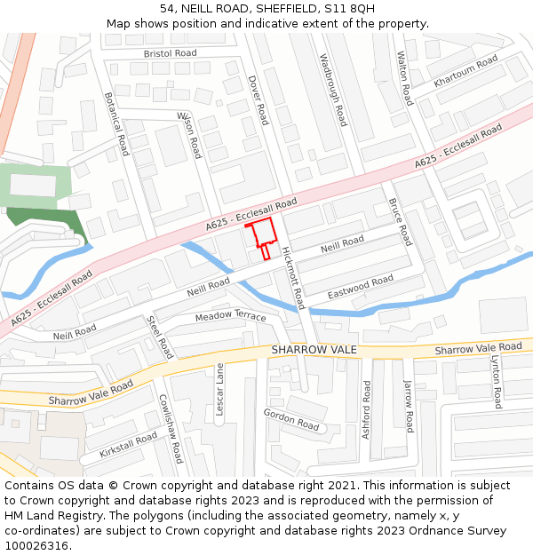 54, NEILL ROAD, SHEFFIELD, S11 8QH: Location map and indicative extent of plot