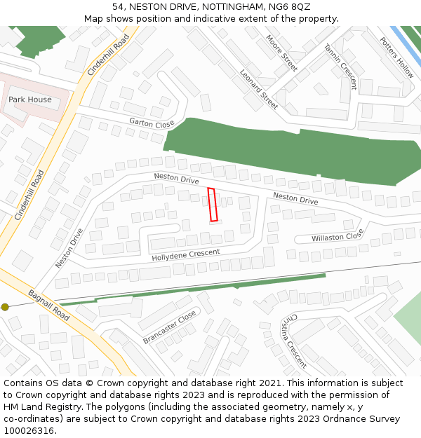 54, NESTON DRIVE, NOTTINGHAM, NG6 8QZ: Location map and indicative extent of plot