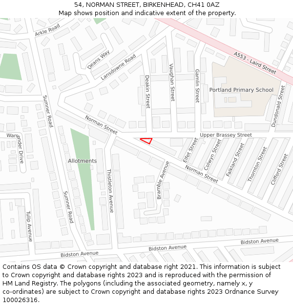 54, NORMAN STREET, BIRKENHEAD, CH41 0AZ: Location map and indicative extent of plot