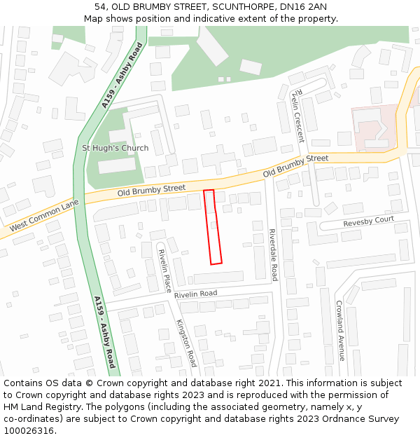 54, OLD BRUMBY STREET, SCUNTHORPE, DN16 2AN: Location map and indicative extent of plot