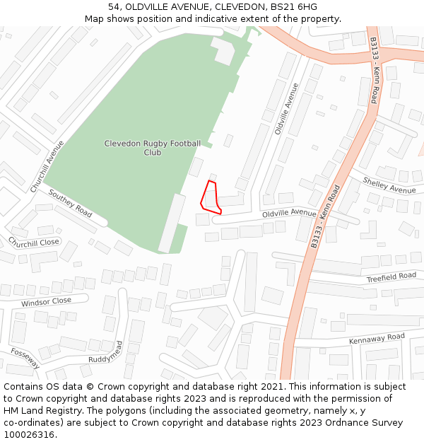 54, OLDVILLE AVENUE, CLEVEDON, BS21 6HG: Location map and indicative extent of plot