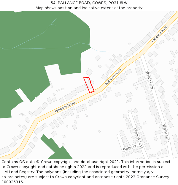 54, PALLANCE ROAD, COWES, PO31 8LW: Location map and indicative extent of plot